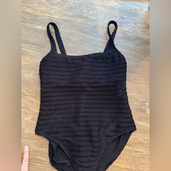 NWT Ralph‎ Lauren Women’s Ottoman Mesh Square Neck One Piece Swimsuit. Black 14 - Picture 5 of 8